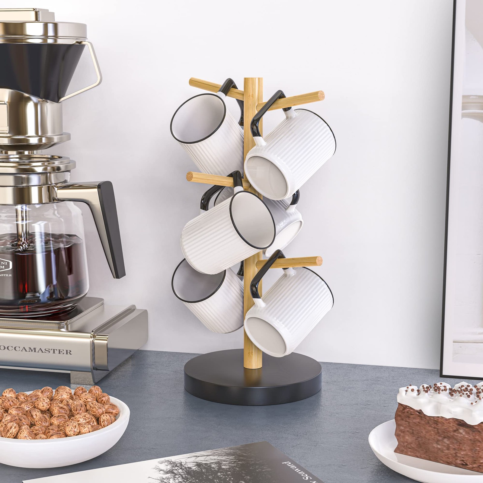 Wisuce Bamboo Mug Holder Tree, Thicker Base Coffee Cup Black
