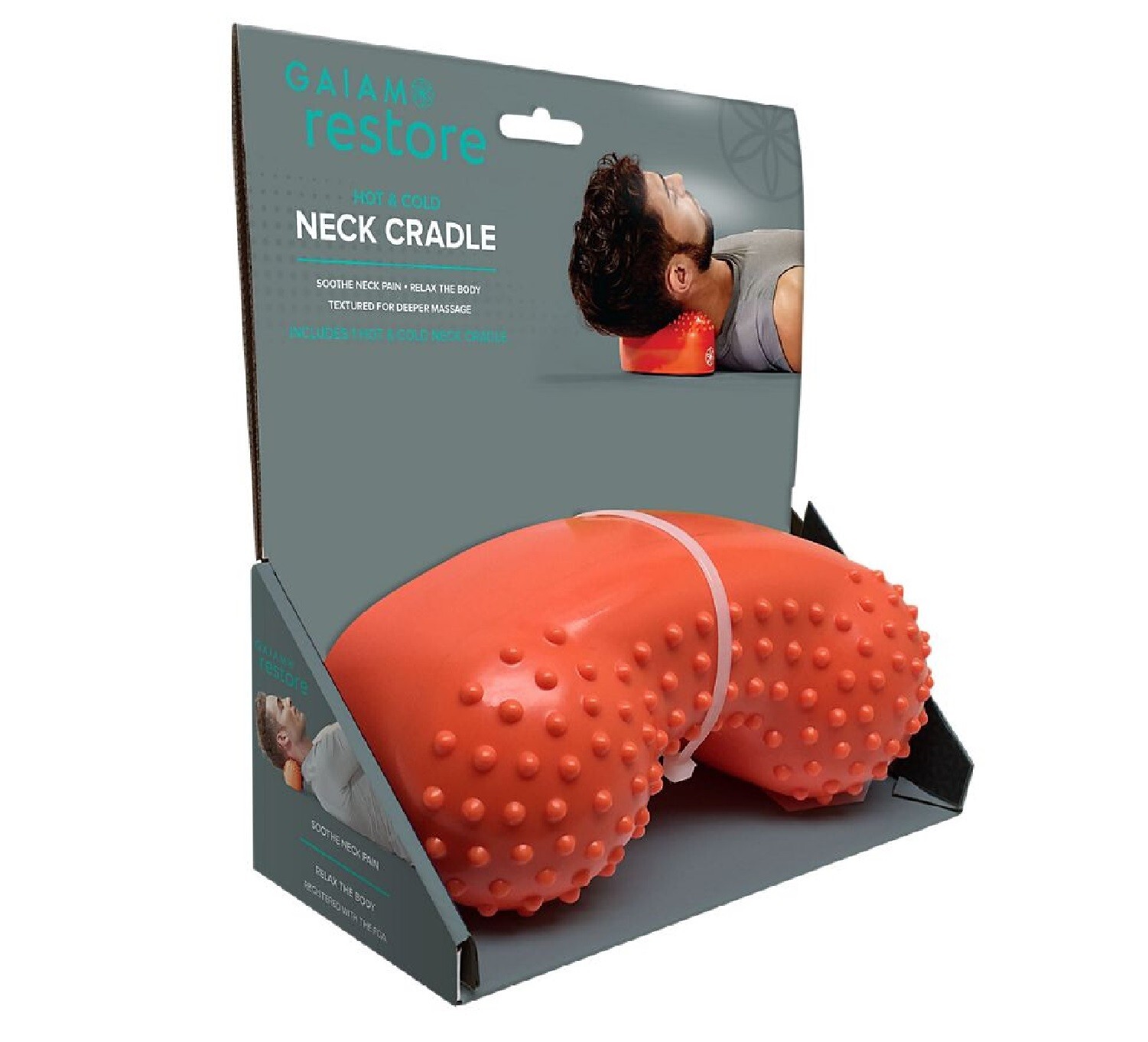 Gaiam Restore Hot & Cold Neck Cradle Textured Deep Massager For Neck Pain