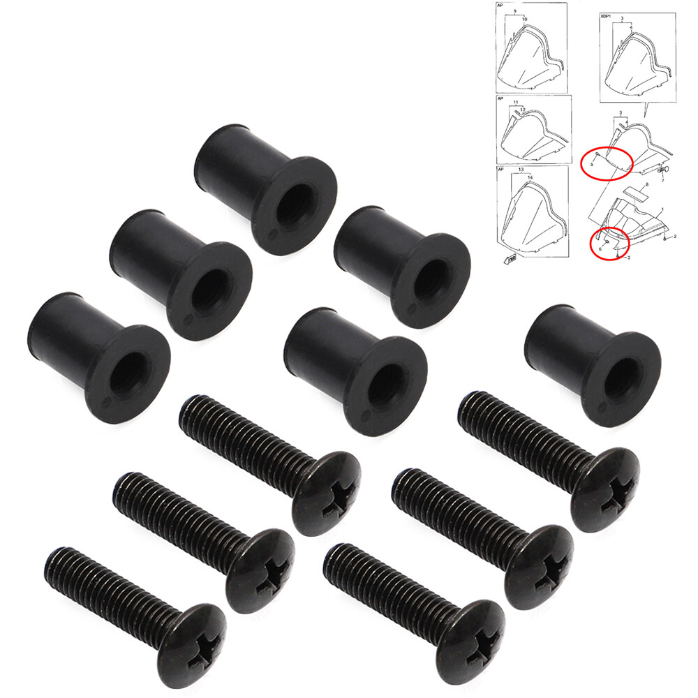 Windshield Screws & Nuts Set For YAMAHA Snowmobile 90150-05024-00 90179-05523-00