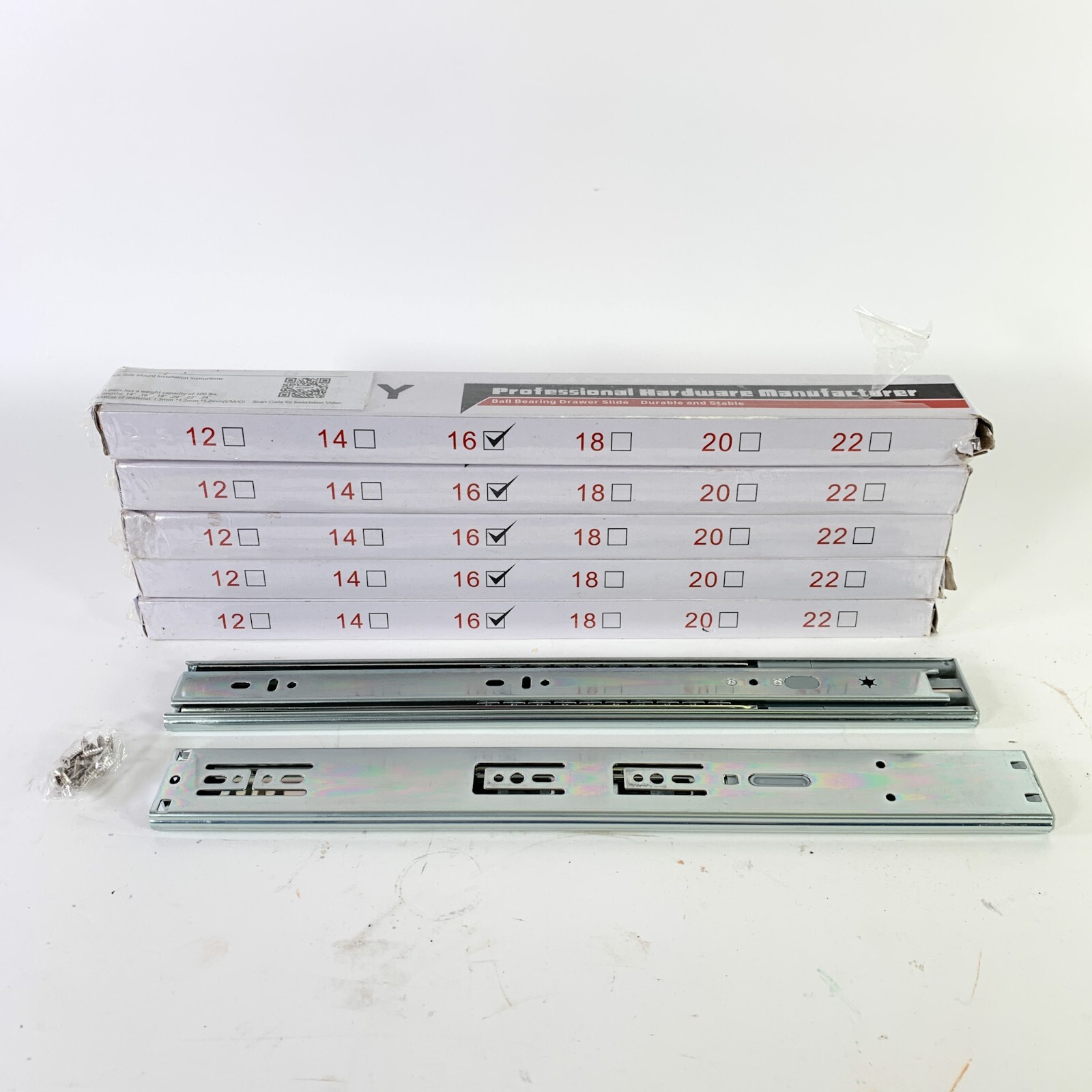 Homdiy 5 Pair 16" Drawer Slides Full Extension 100lb