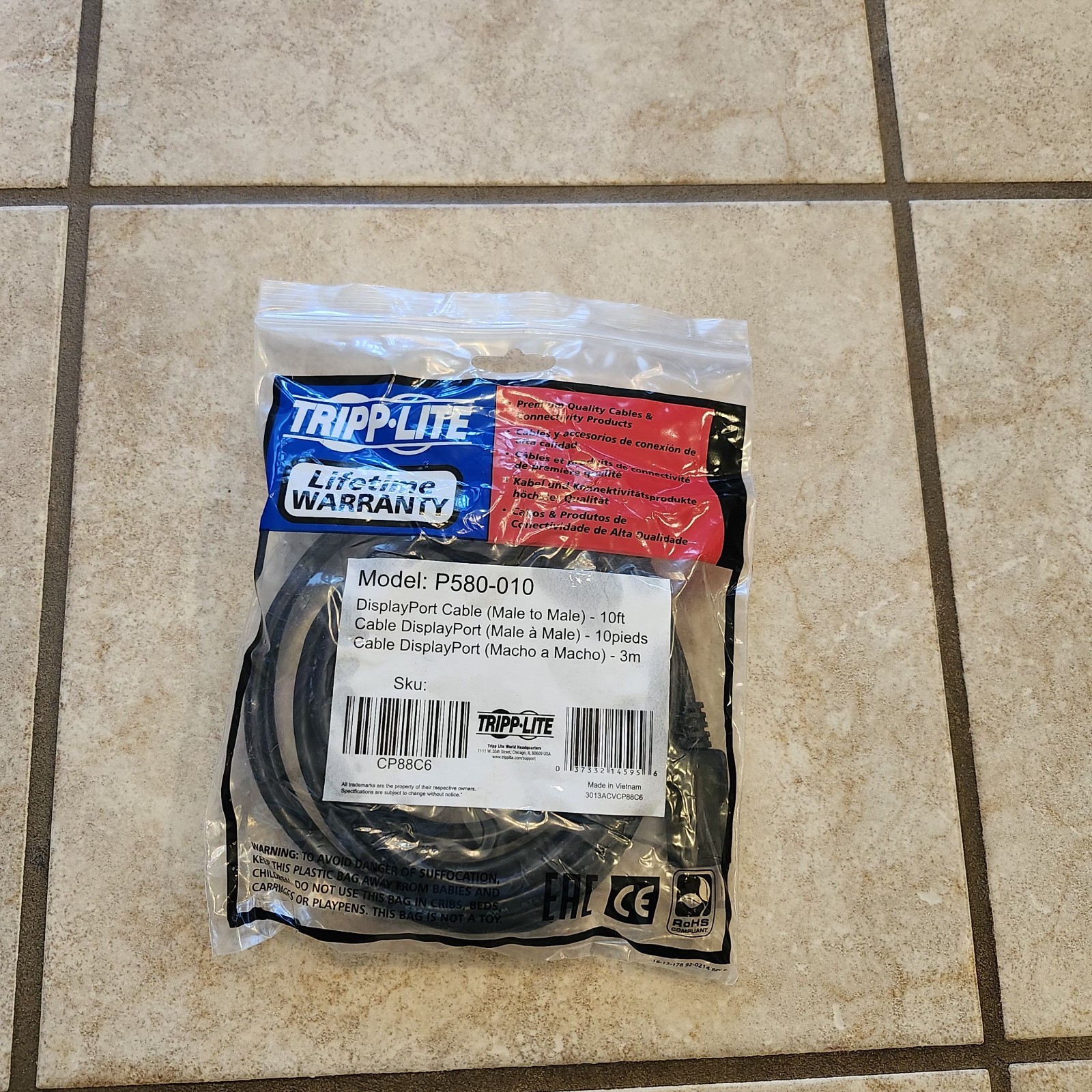 10 ft - Up to 4k -Tripp Lite DisplayPort Cable w/ Latches M/M P580-010 Lot Price
