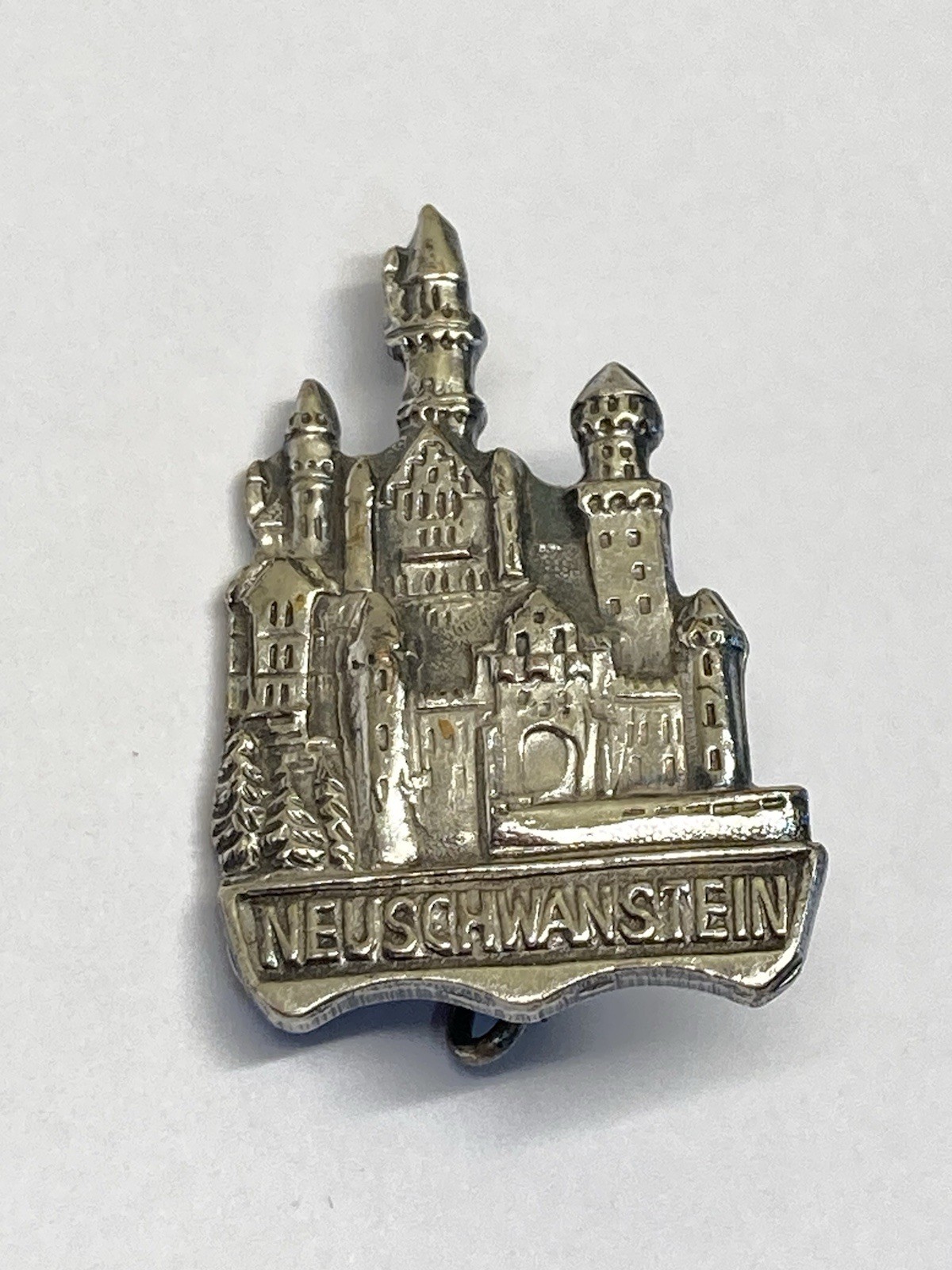 Vintage German Castle Neuschwanstein Silver Tone Pin Castle Towers Fairytale