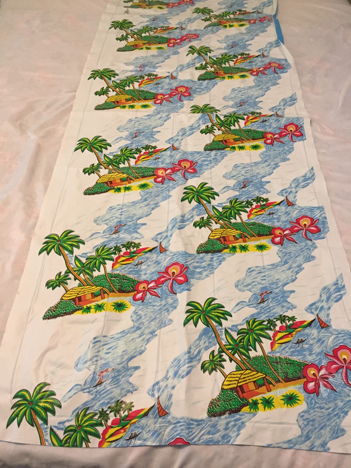 Vintage Hawaiian Motif Vinyl Inflatable Air Mattress Pool Float 28" x 70"