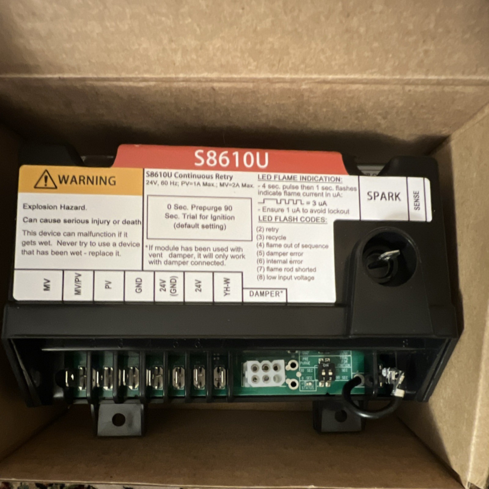 S8610U 24V Ignition Control Board for Central Furnace Gas Heating Appliance