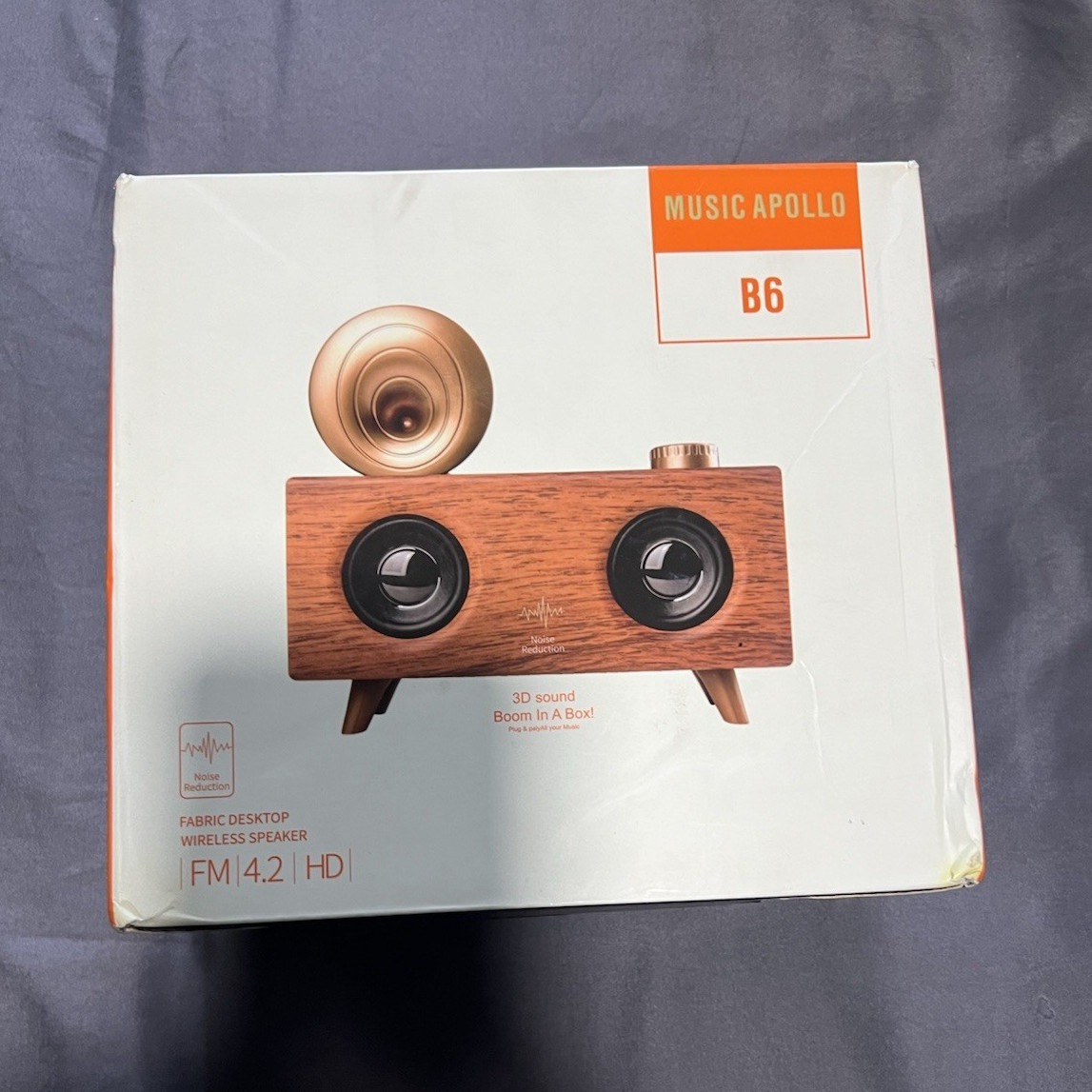 Music Apollo B6 Wireless Speaker 2.0 Channel FM Radio Brown Rectangular