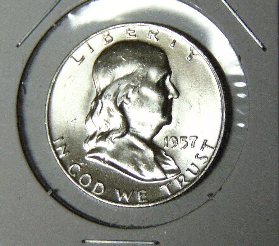 BU 1957-D Franklin Silver Half Dollar Brilliant Uncirculated Denver Mint (91922)