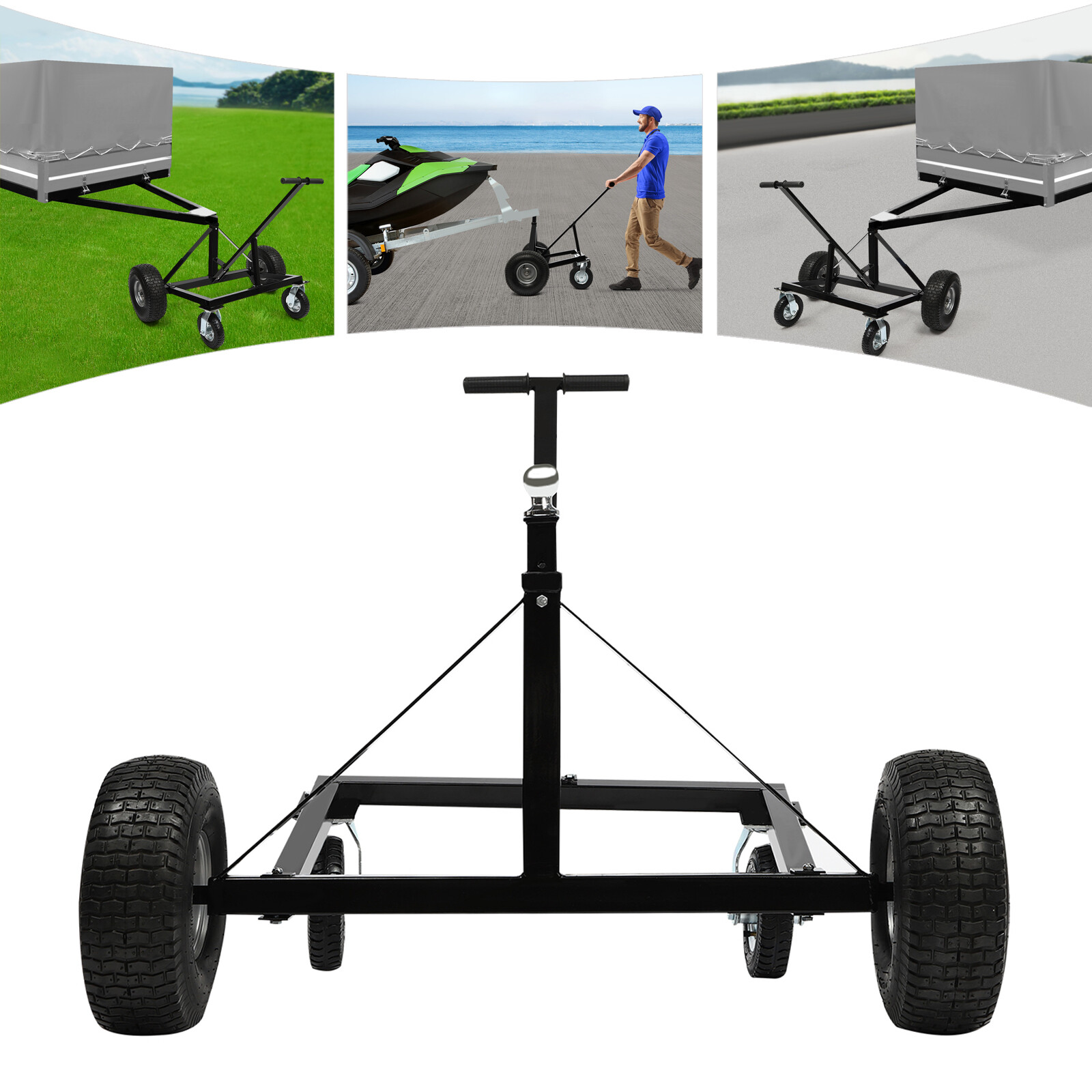 1500lbs Adjustable Dolly Trailer Dolly Trailer Mover Floor Standing w/ 4 Casters