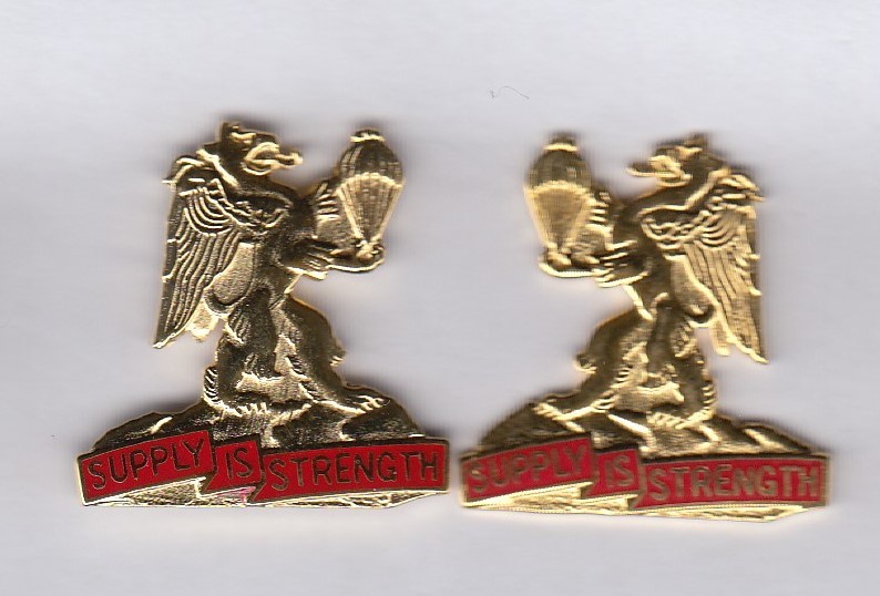 US Army 407th Support Bn Airborne Quartermaster QM Supply crest DUI badge D-22