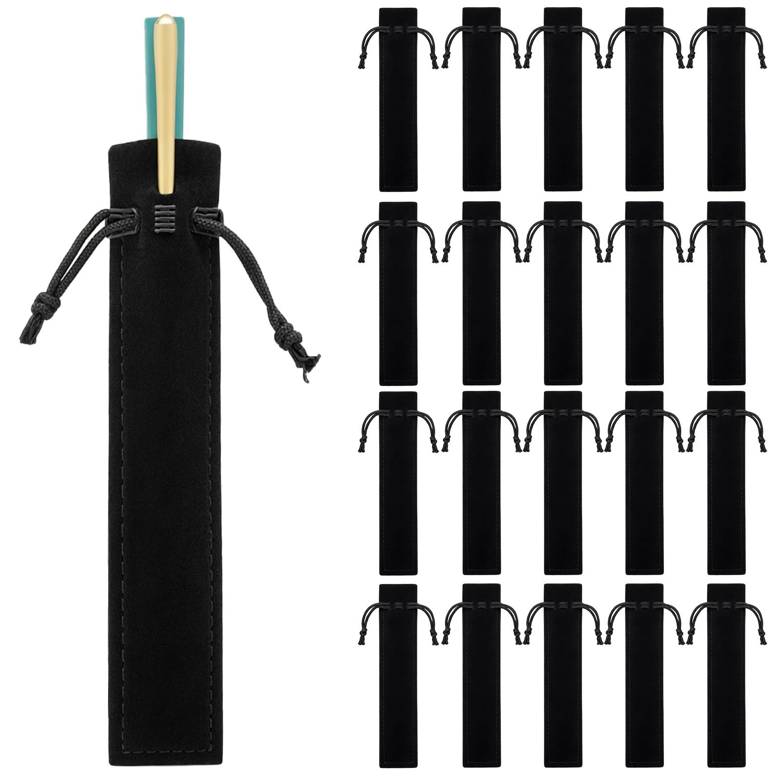 20 Pcs Velvet Drawstring Pen Pouch Sleeve Holder for Adult Office Business