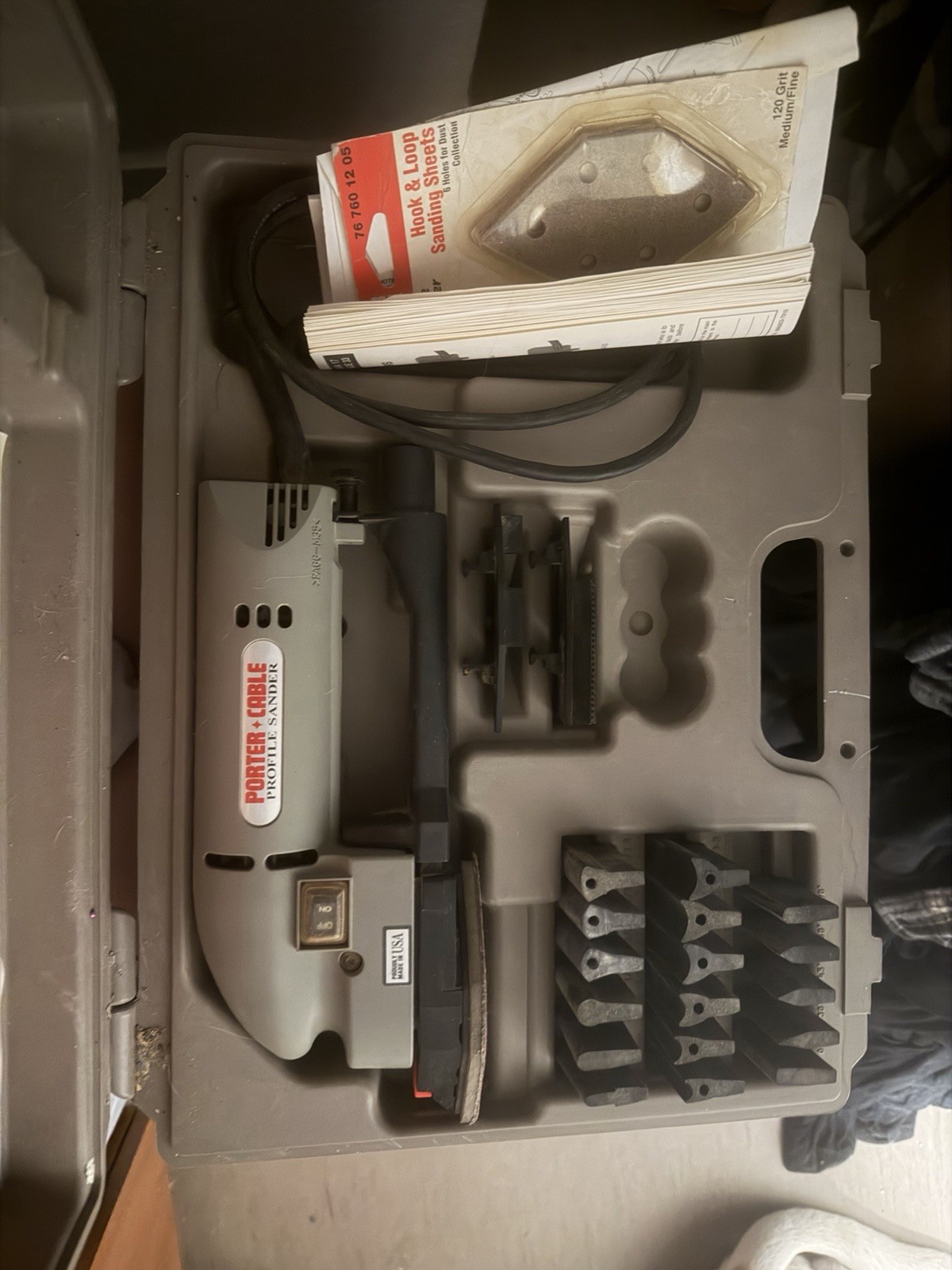PORTER CABLE PROFILE SANDER  MODEL 444 MOLDING SANDER SET -MADE IN USA! VINTAGE