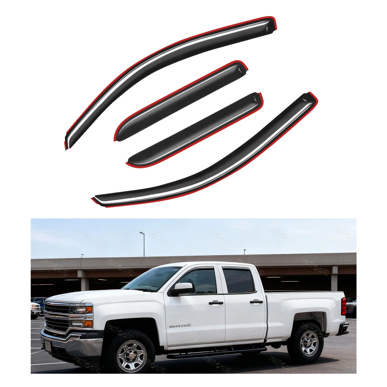 For 2014-2018 Chevy Silverado & GMC Sierra Extended Cab In-Channel Window Visor