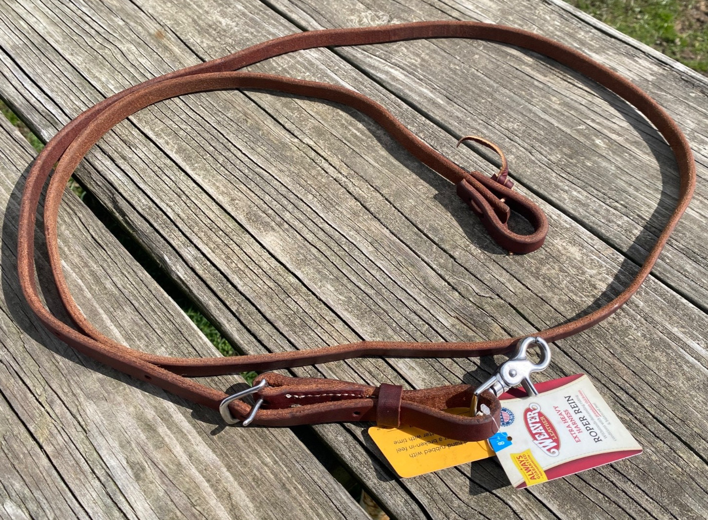 Weaver Leather heavy harness leather 5/8" X  adjustable roping rein US made