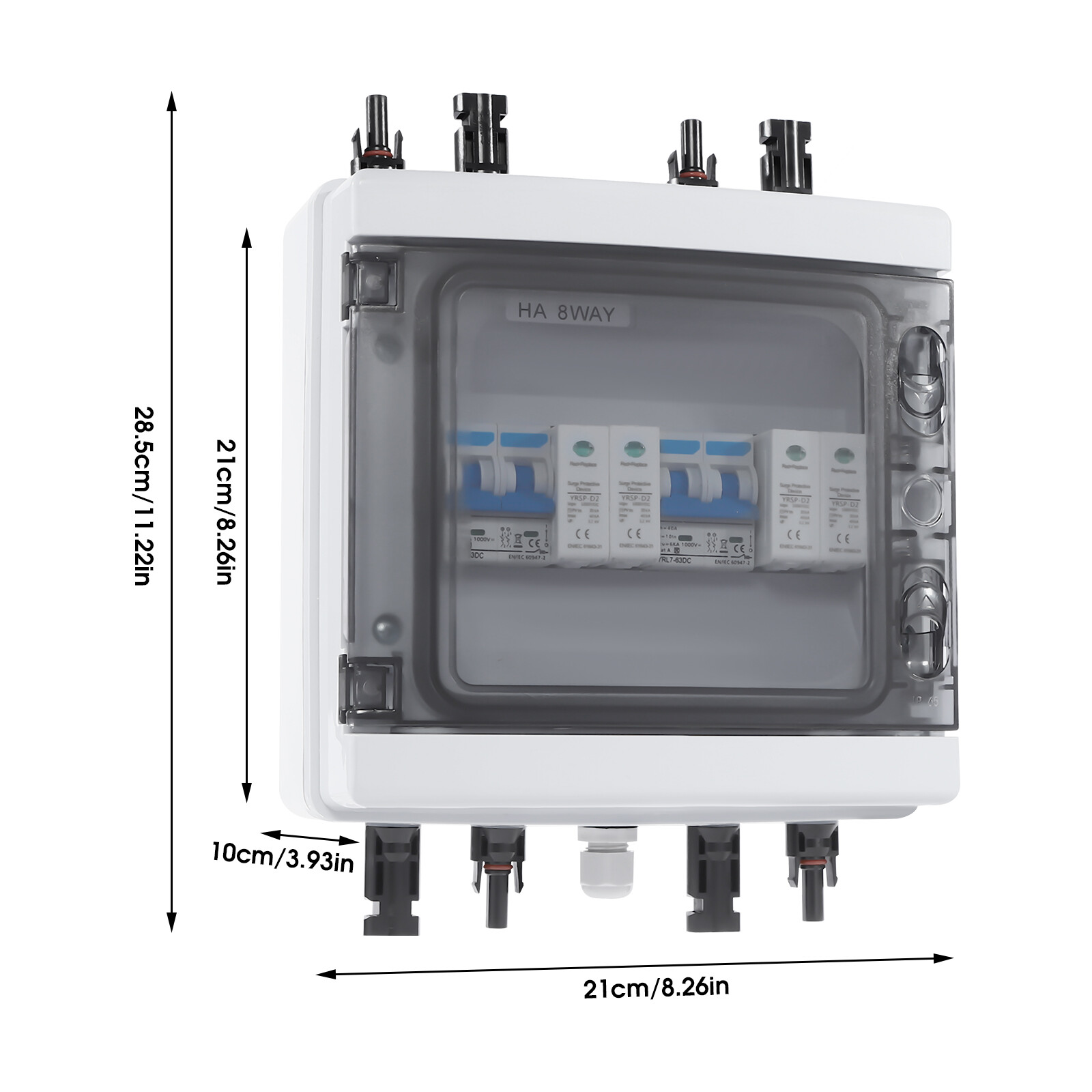 2 String Solar Combiner Box 40A Circuit Breaker for Solar Panels System PC+ABS