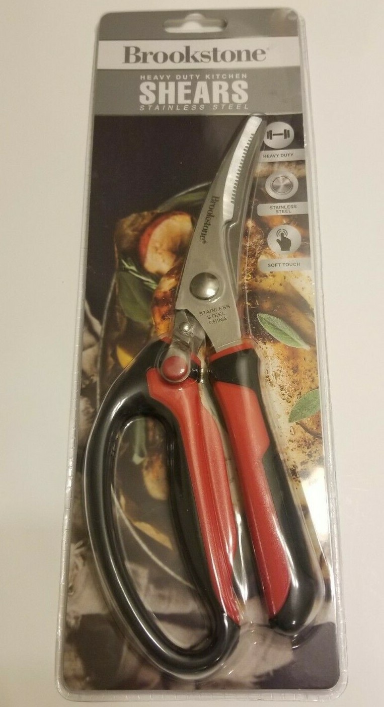 Brookstone Heavy Duty Premium KITCHEN SHEARS Stainless Steel Soft Touch Scissors
