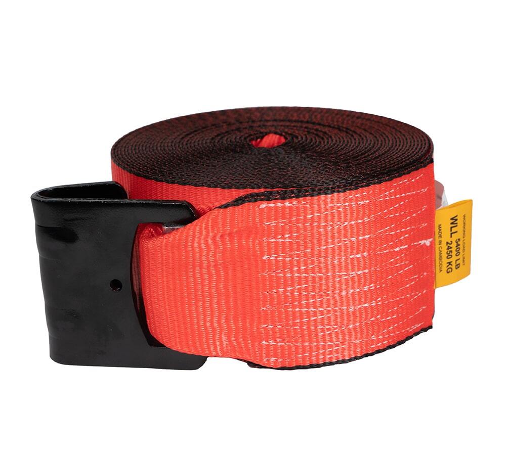 10 Pack 4"x40' Red Winch Straps w/ Flat Hook WLL 5400 # Cargo Control for Fla...