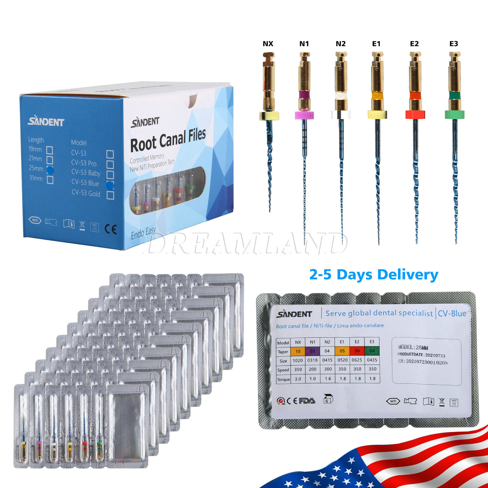 Dental Rotary Super NiTi 25mm Engine Endodontic U-Files Root Canal File USA