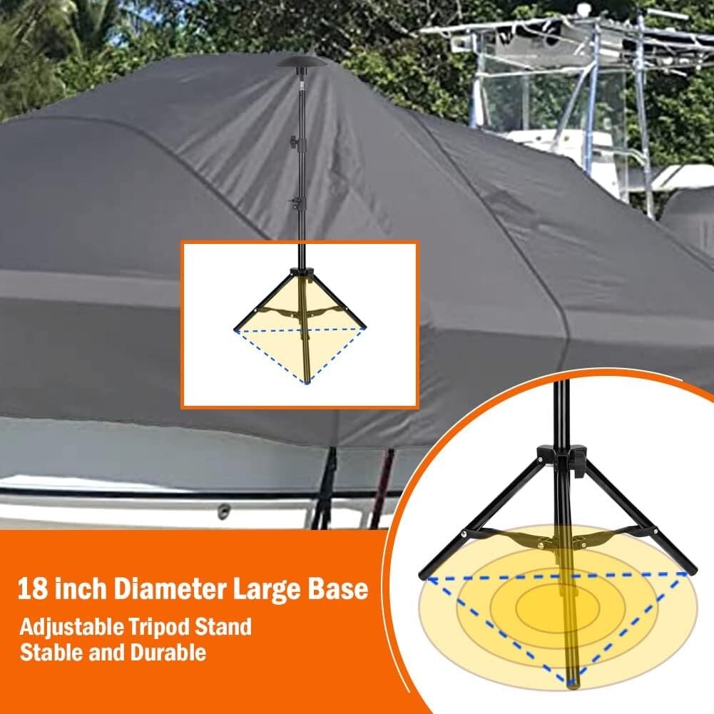 iCOVER Iron Alloy Boat Cover Support Pole,Height Adjustable with Tripod Base