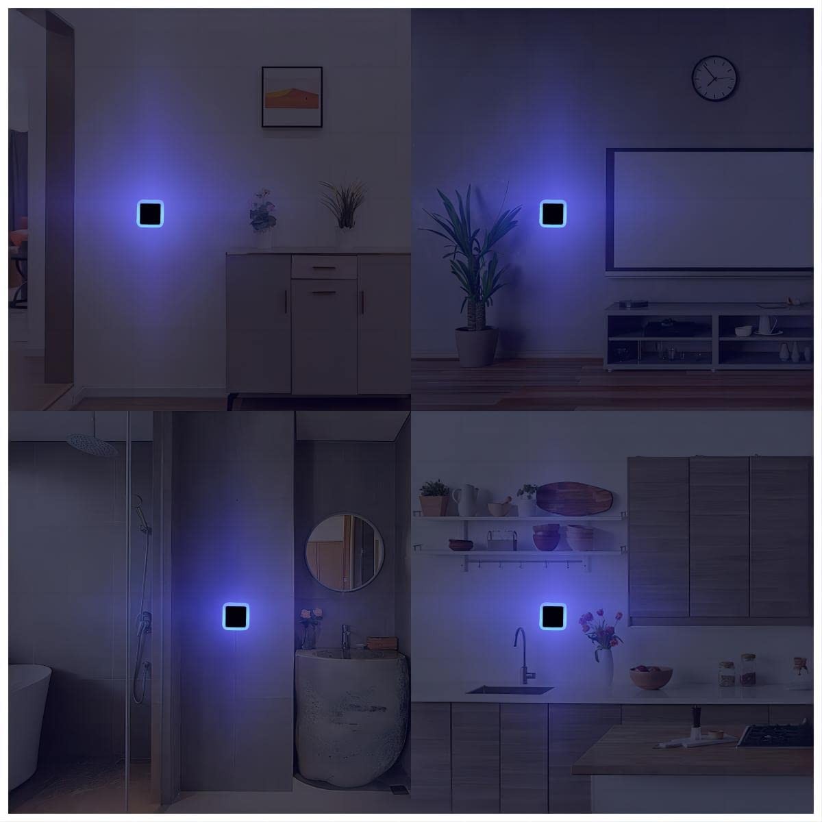 6 Pack Blue LED Night Light Plug In, Dusk to Dawn Sensor Automatic on and Off