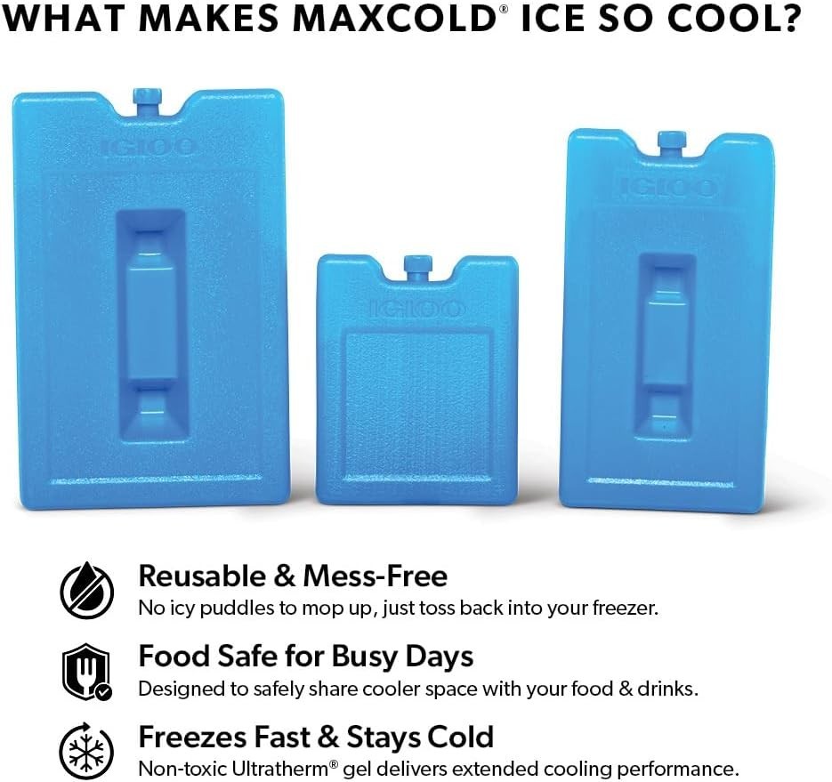 Large Reusable Ice Blocks by Maxcold - Extended Cooling for Camping & Tailgating