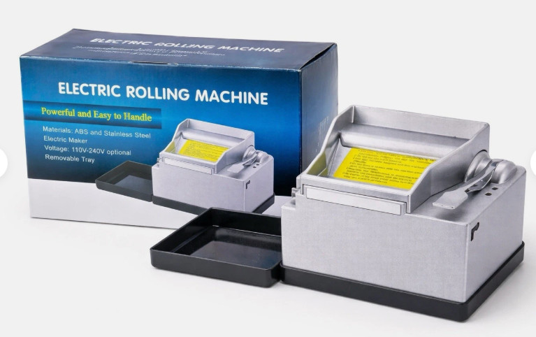 Electric Rolling Machine 110V–240V Automatic Roller w/ Removable Tray