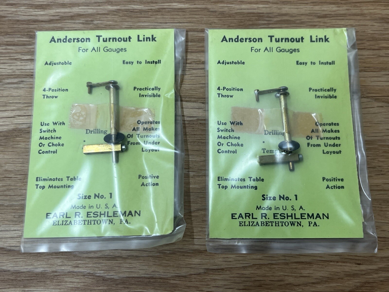 Lot of (2) Vintage Anderson Turnout Link For All Gauges Size No. 1 New in Pack