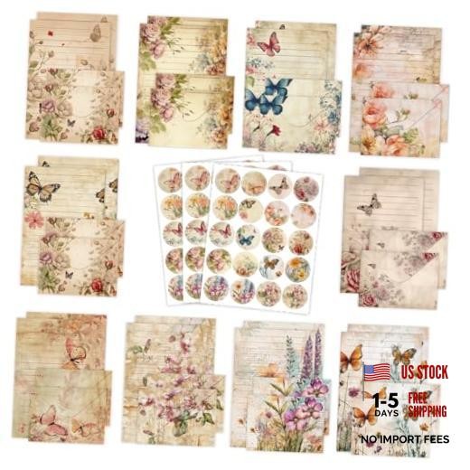 160 Pcs Stationery Set Letter and Envelopes – 50 Lined Vintage Butterfly