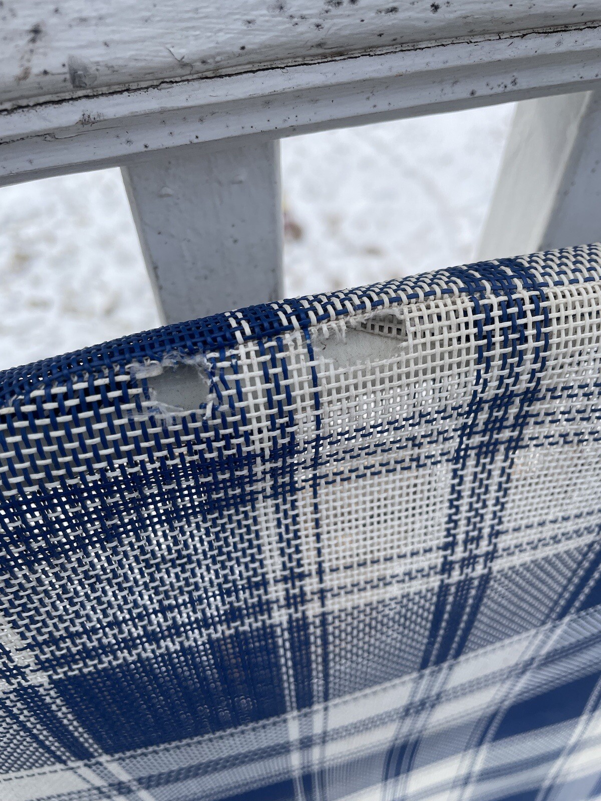 Vintage Folding Aluminum Chaise Lounge Lawn Beach Chairs Blue White Plaid (2)