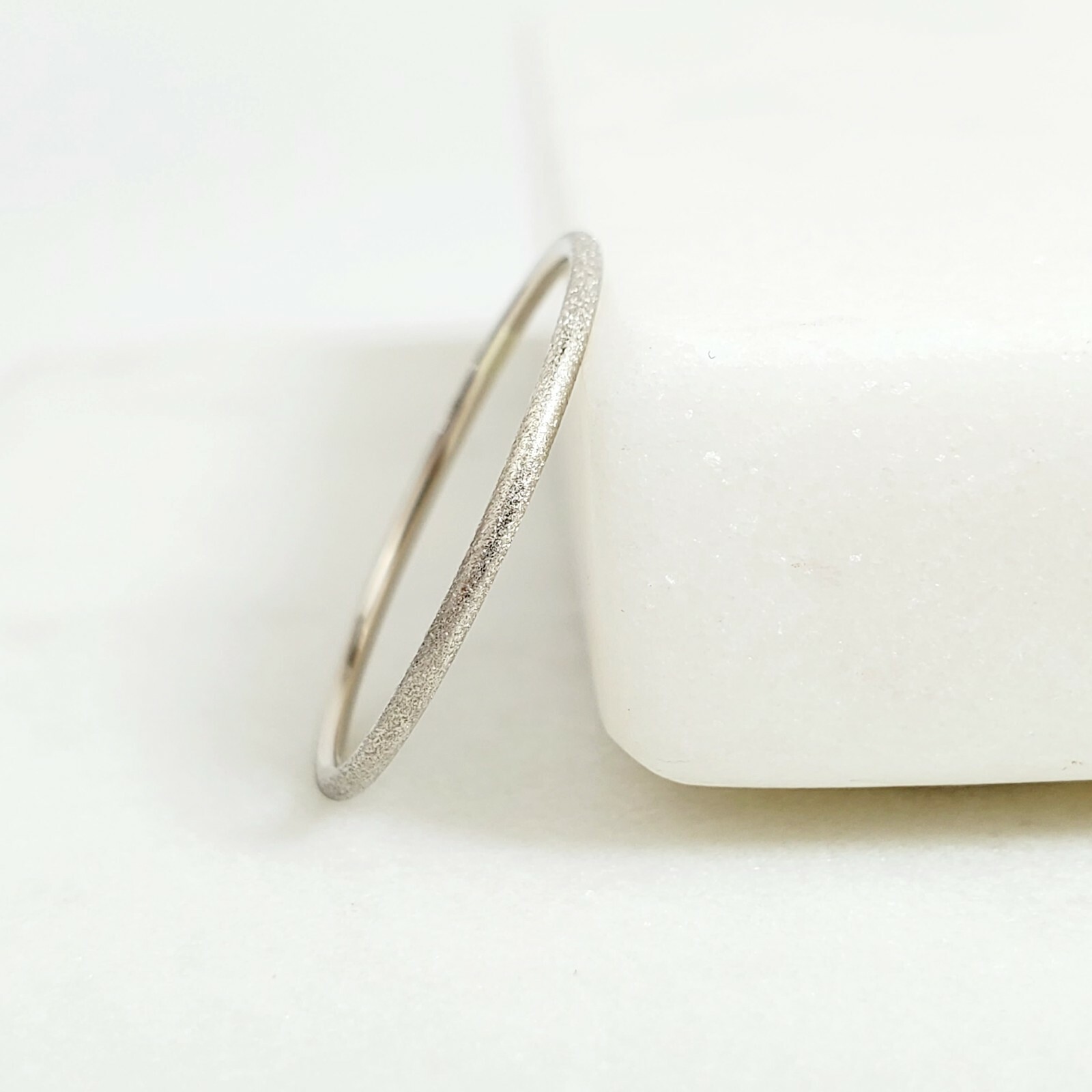 14k Solid Gold Matte Stackable Ring, Yellow, White or Rose Gold Brushed Rings