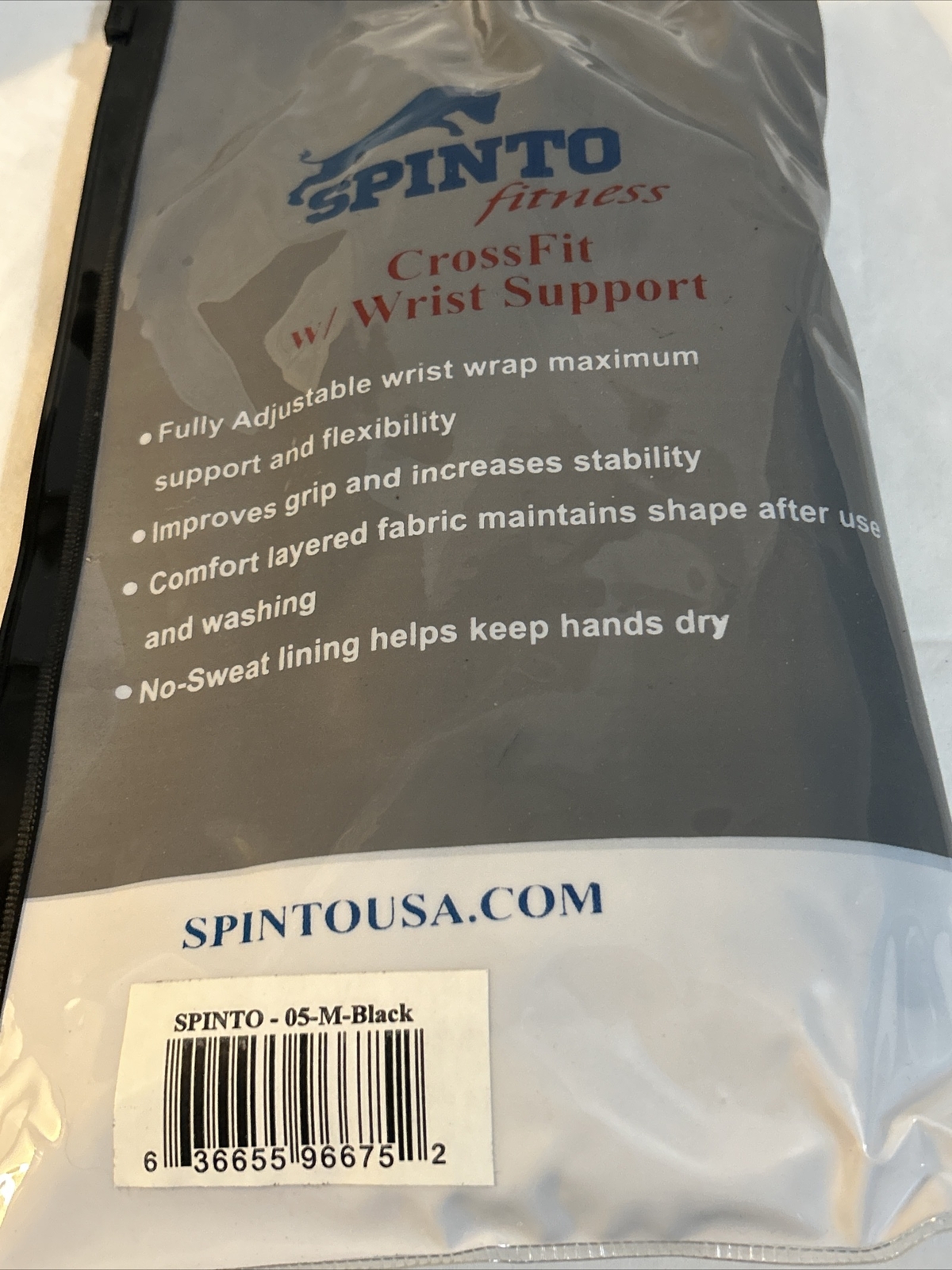 Spinto Crossfit Gloves w/ Wrist Support MD Black NIP