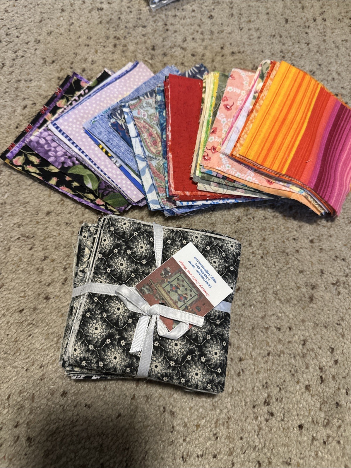 Fabric Lot, Mostly Fat Quarters, Some Small Squares