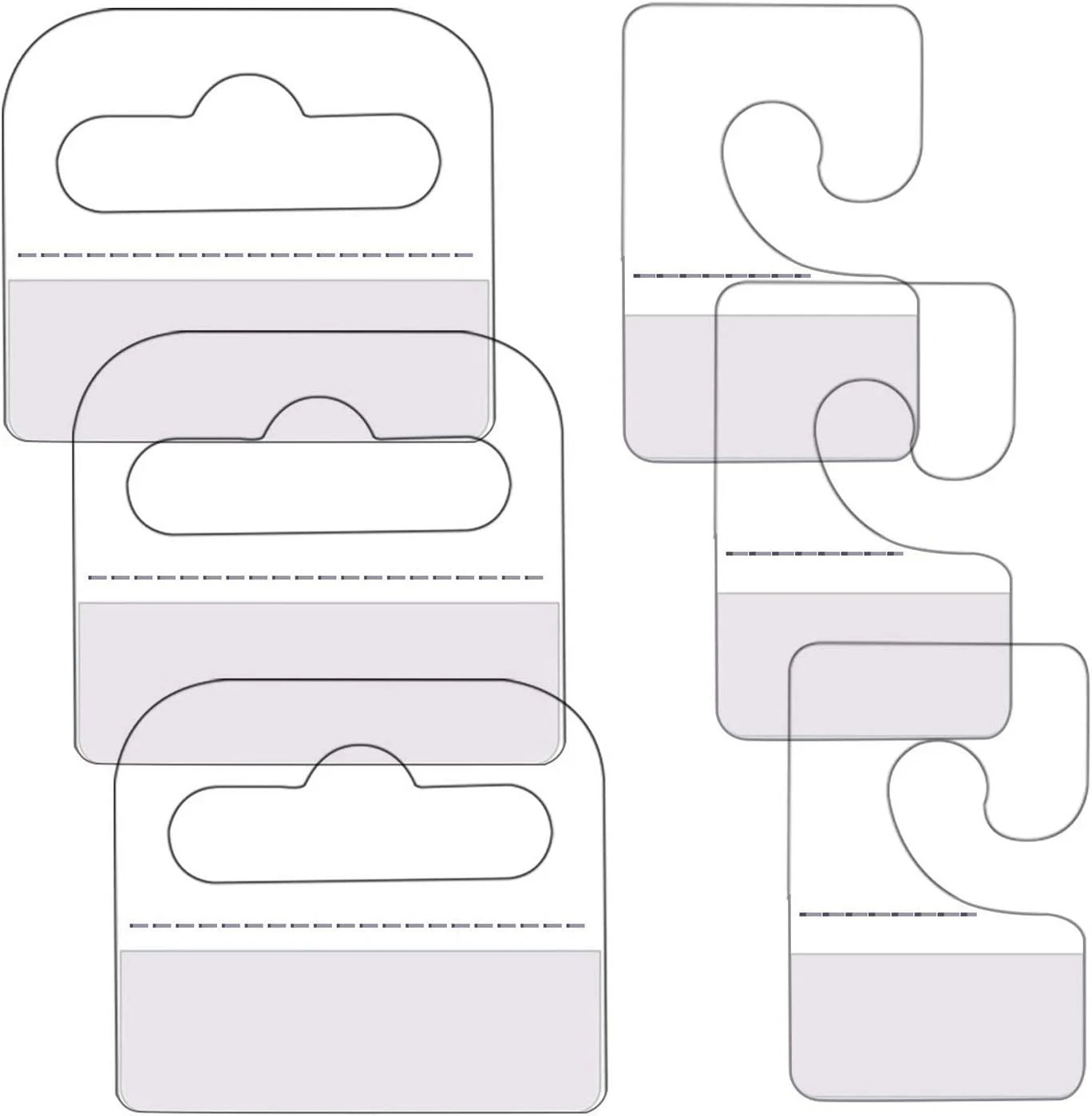 120Pcs Self Adhesive Plastic Hang Clear Tabs Hooks Display Card for Store Retail