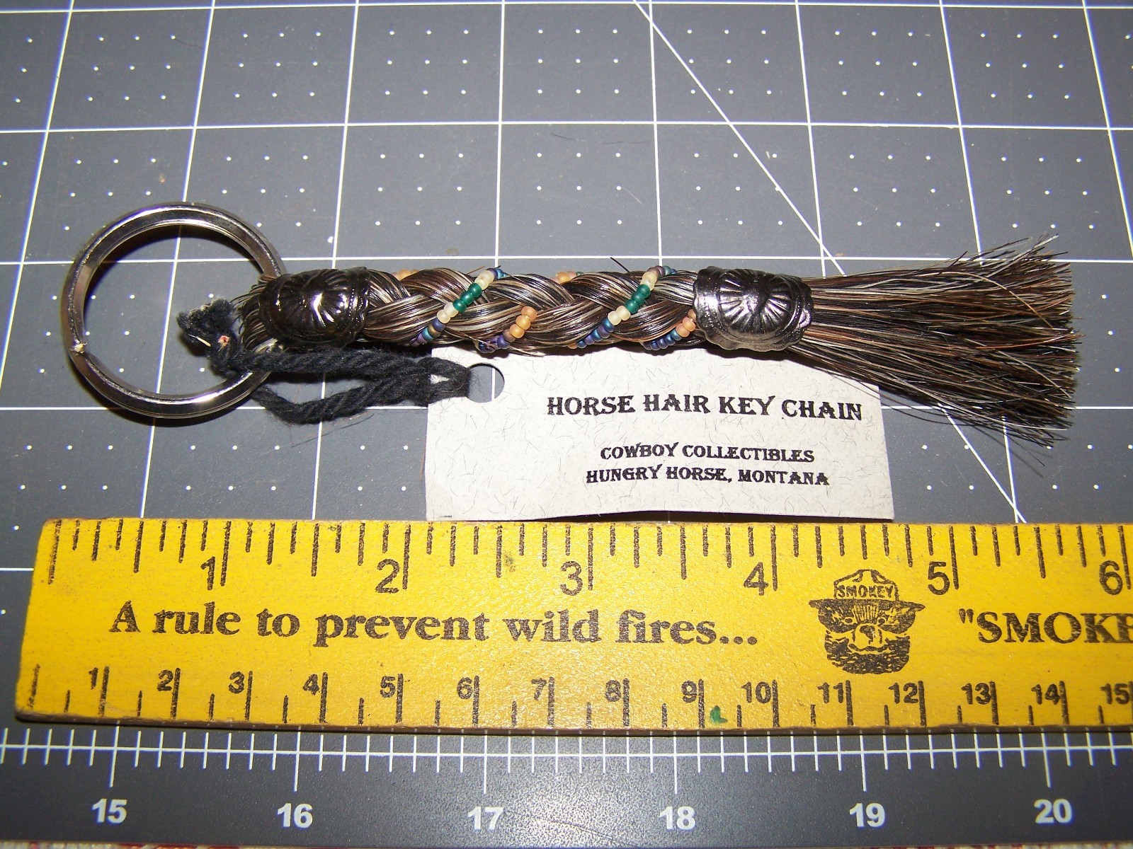 Cowboy Collectibles Braided Horse Hair Key Chain with Beads & Concho Accents NEW