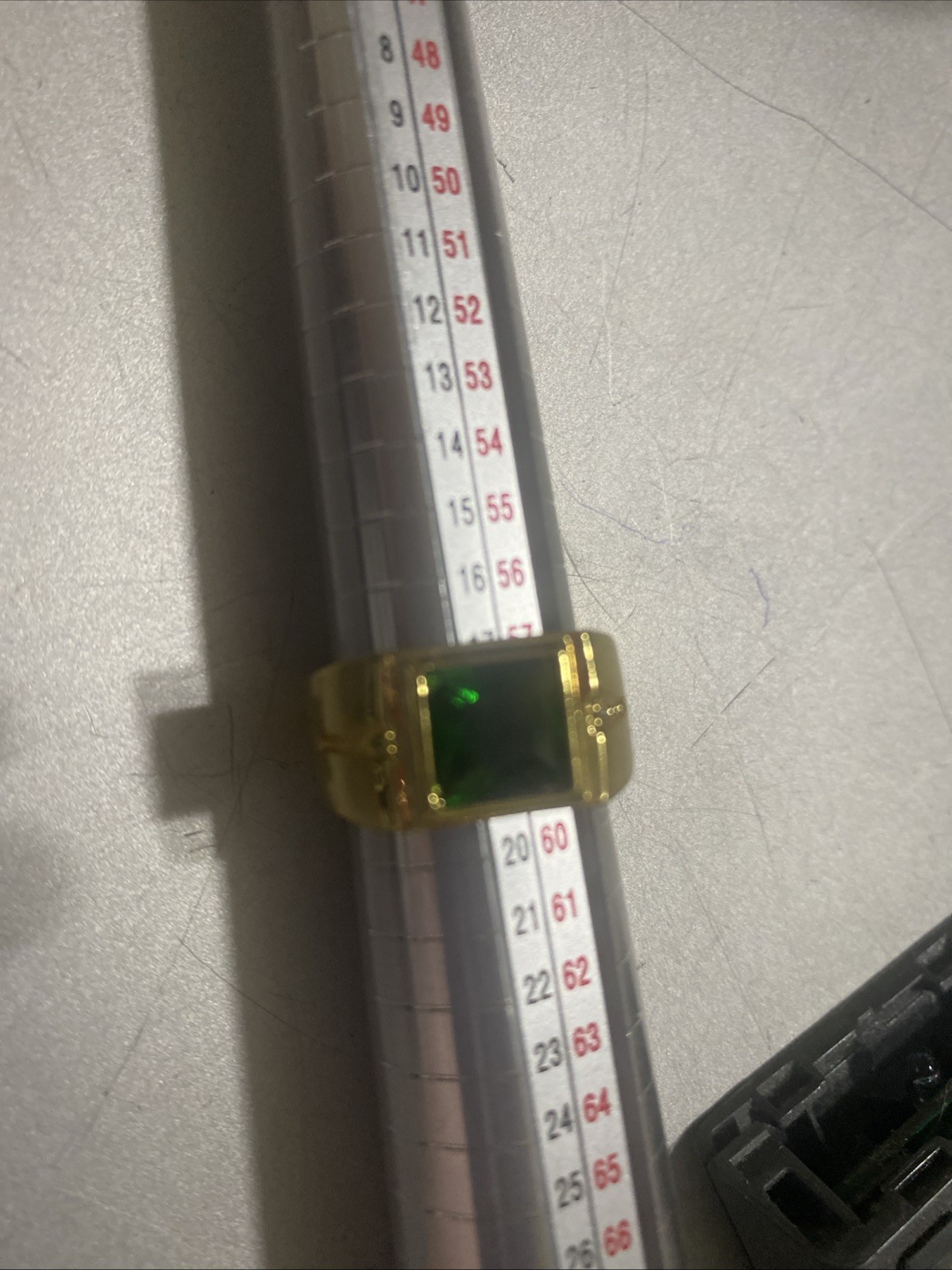 Men ring emerald simulated gold Tone square band tank SIZE 10