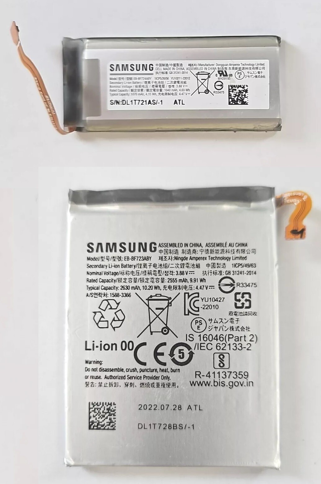 New OEM Original Samsung Galaxy Z Flip4 F721U EB-BF723ABY & EB-BF724ABY Battery