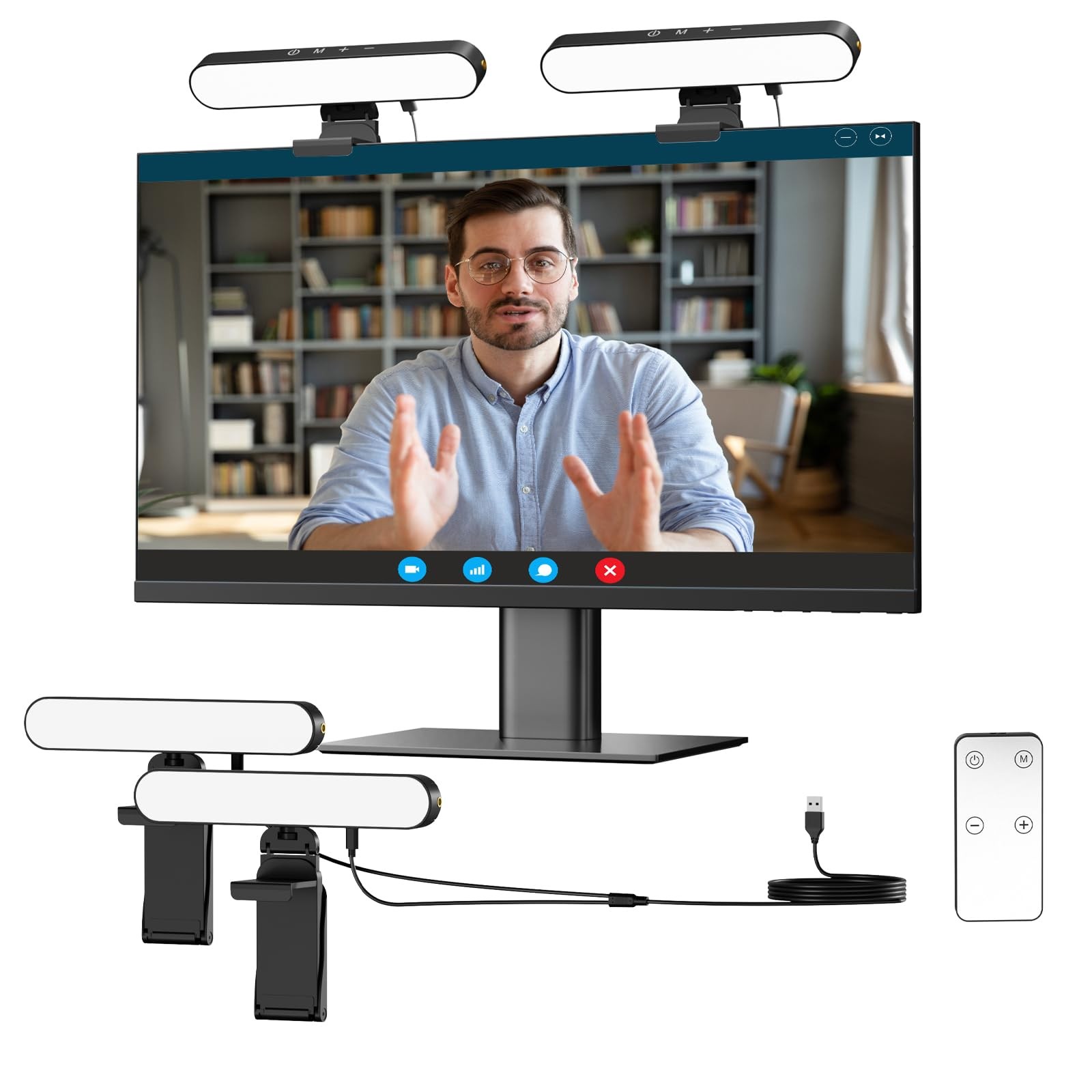 Video Conference Lighting, Webcam Light with Remote & Touch Control, 3 Color ...