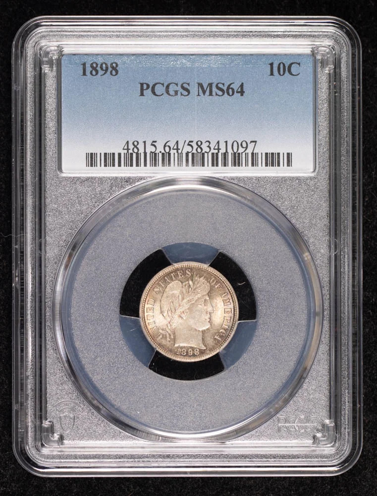 1898 P Dimes Barber or Liberty Head PCGS MS-64 Rainbow Toning