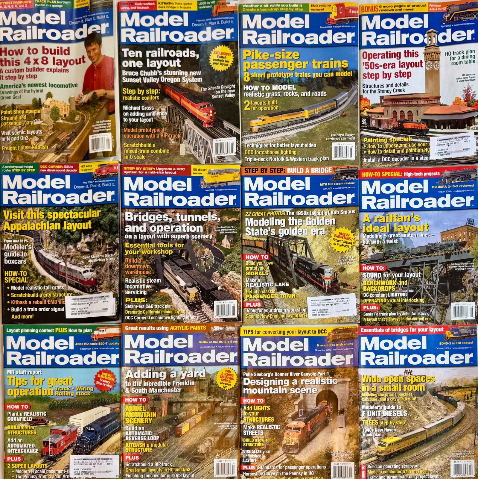 Model Railroader Magazine - Full Year 2006, January thru December 12-Issue Lot