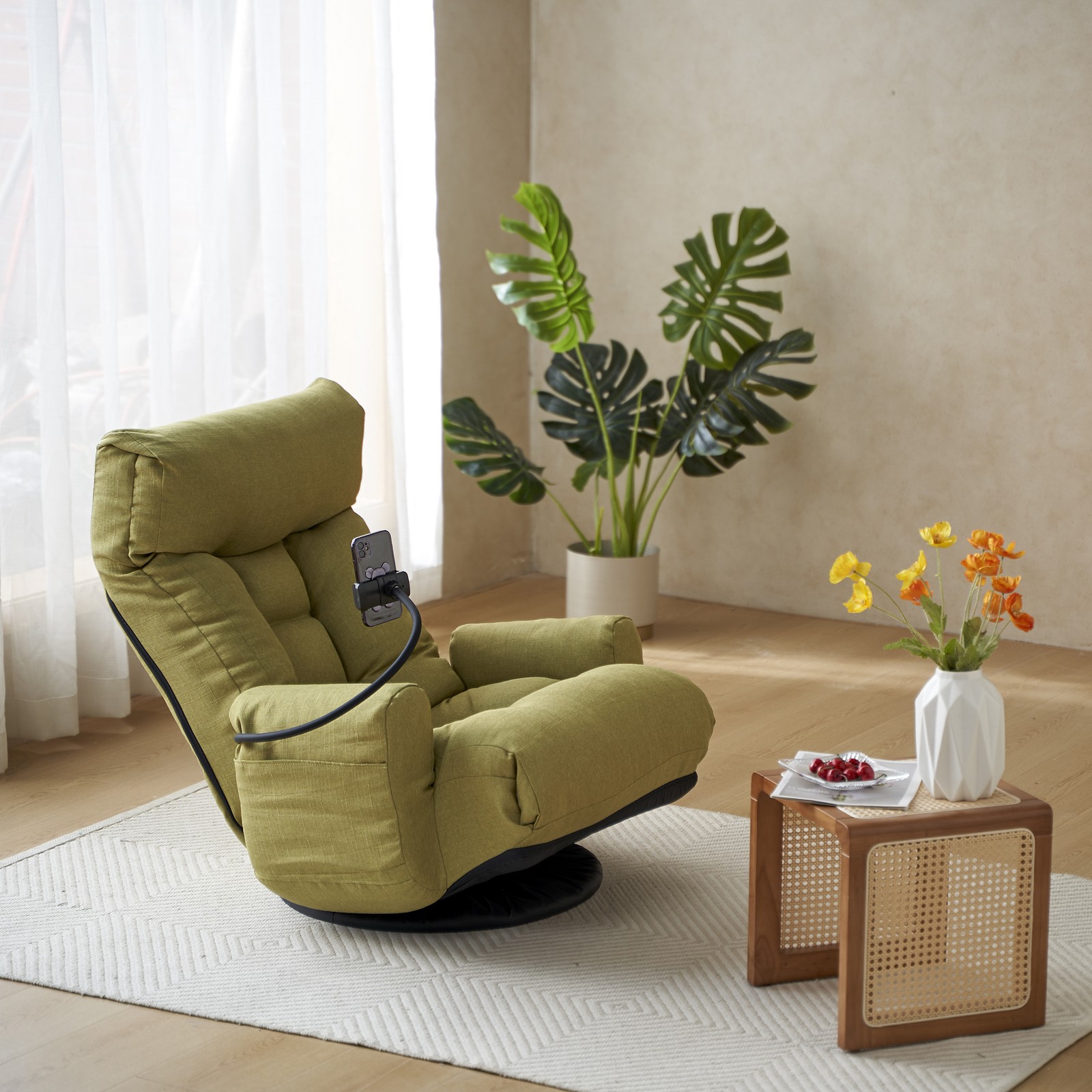 Adjustable Lounge Sofa Chair 360 Rotatable Recliner Green