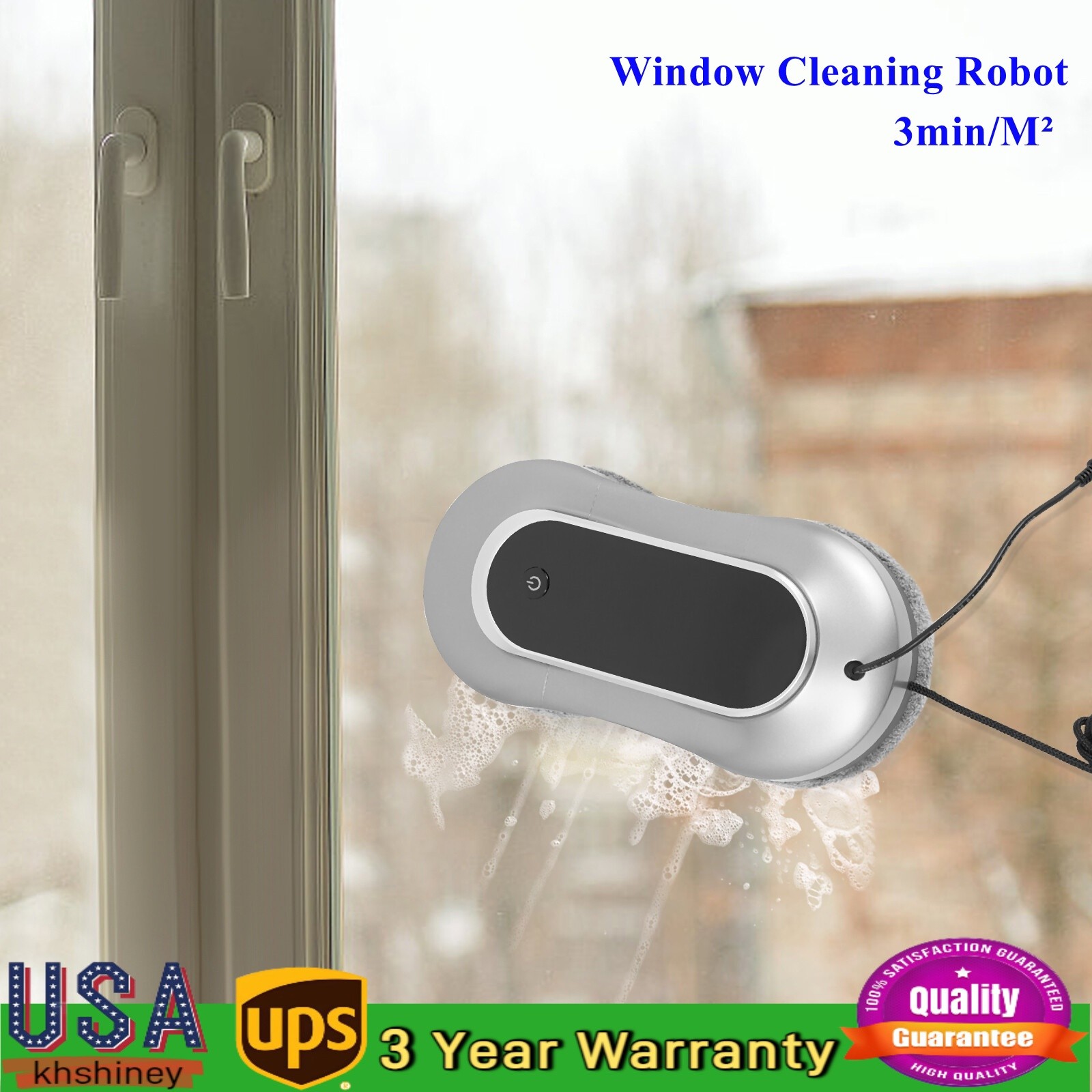 Window Cleaner Robot Smart Glass Cleaning Robot W/ Remote Control 80W 28000RPM