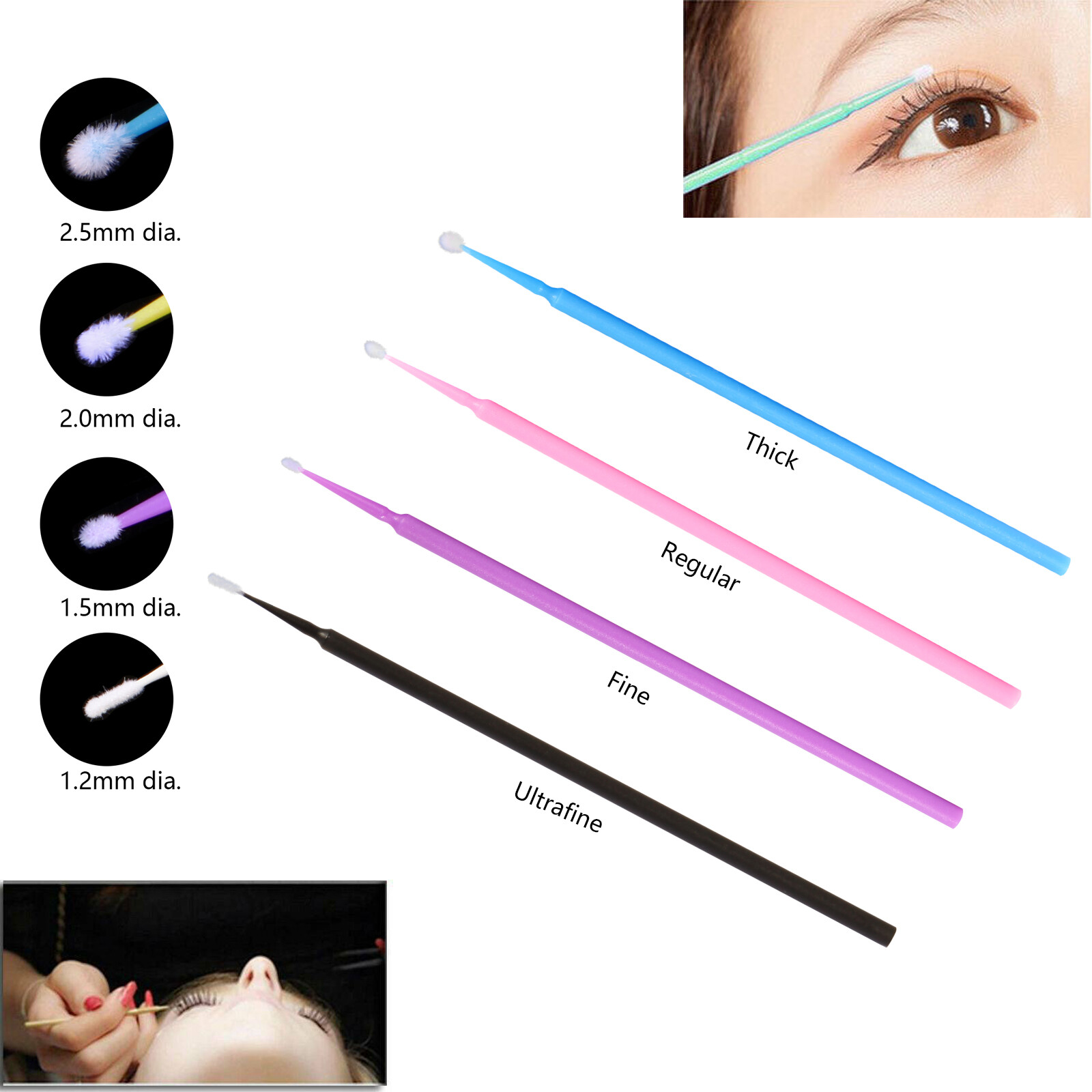 Micro Brushes Applicators Microbrush Dental (Regular,Fine,Super Fine) 10 colors