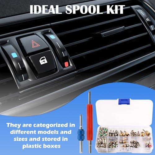 102PCS AC Valve Core Kit,Double Head AC Valve Core Removal Tool with 100PCS