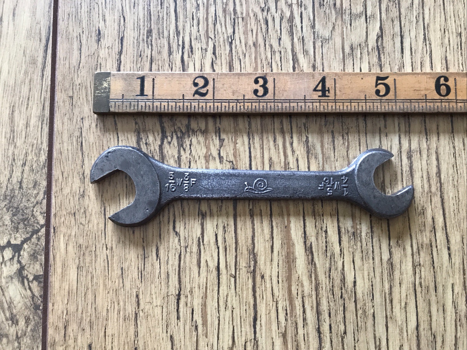 Vintage Snail Brand 1940s 5/16” X 1/4” Whitworth Open Ended Spanner.