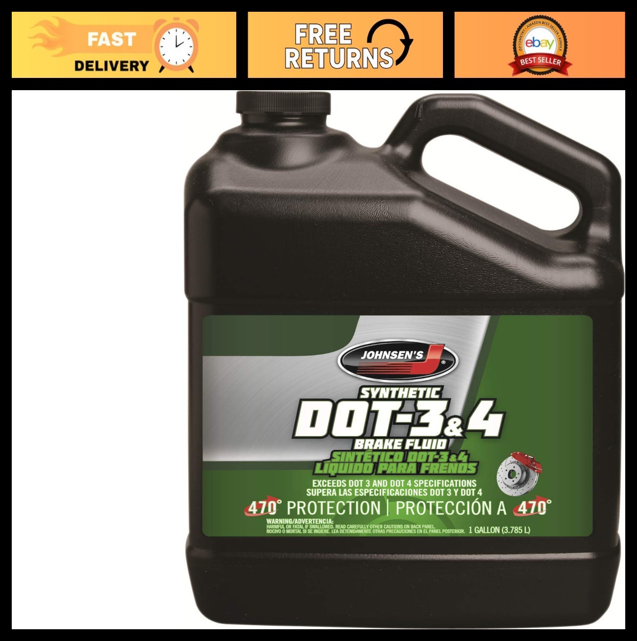 Premium Synthetic DOT-4 Brake Fluid - 1 Gallon for Cars, Trucks, & Motorcycles