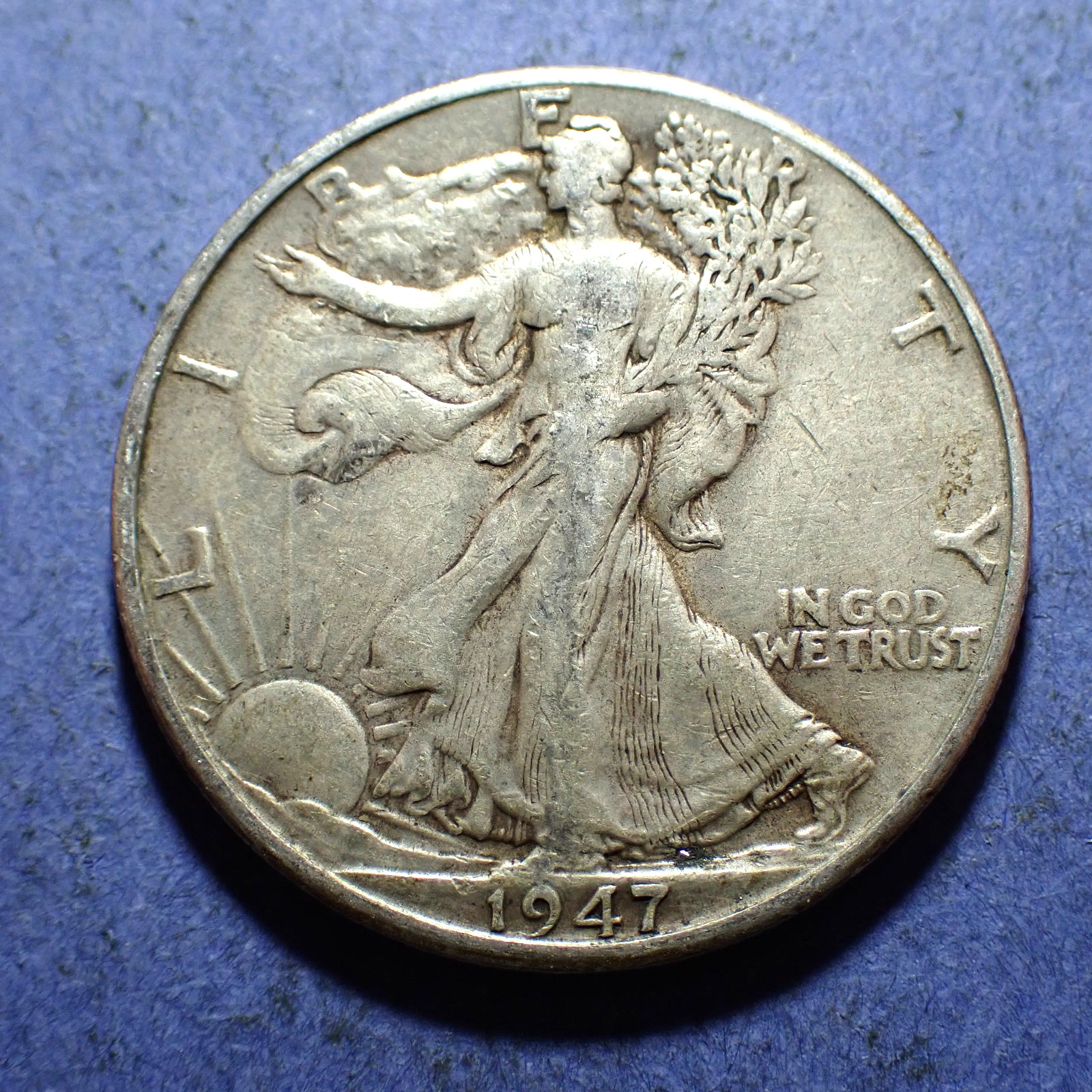 1947-D Walking Half Dollar  Abt. XF