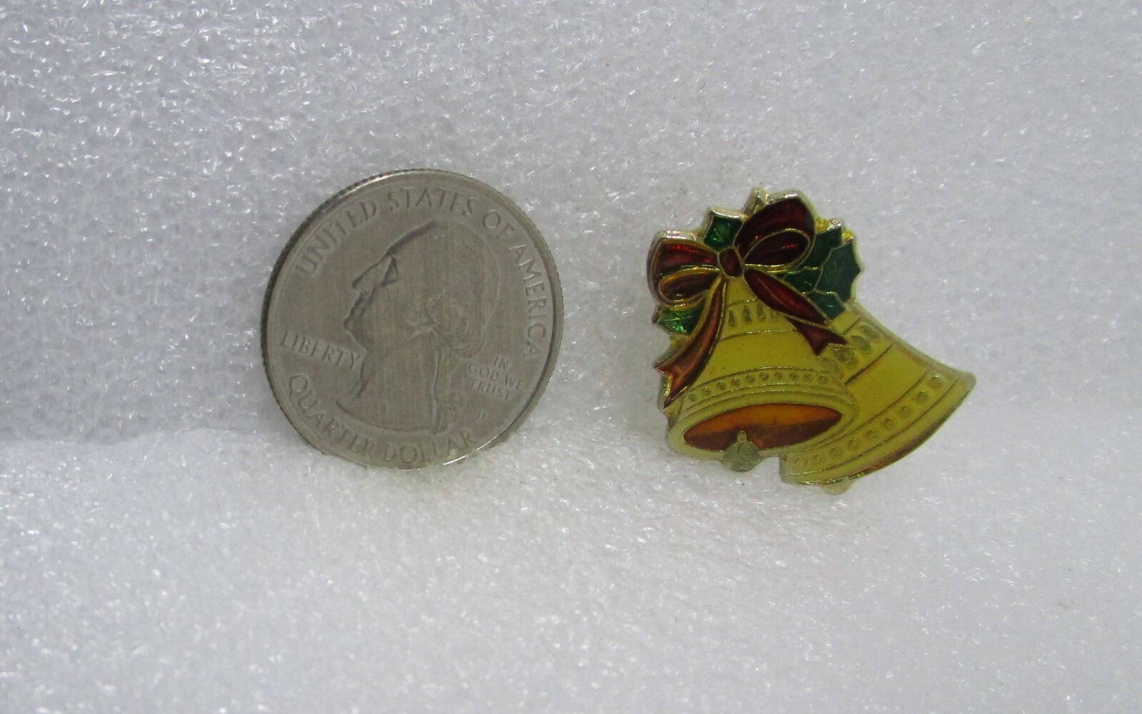Christmas Bells w/ Red Bow & Holly Pin