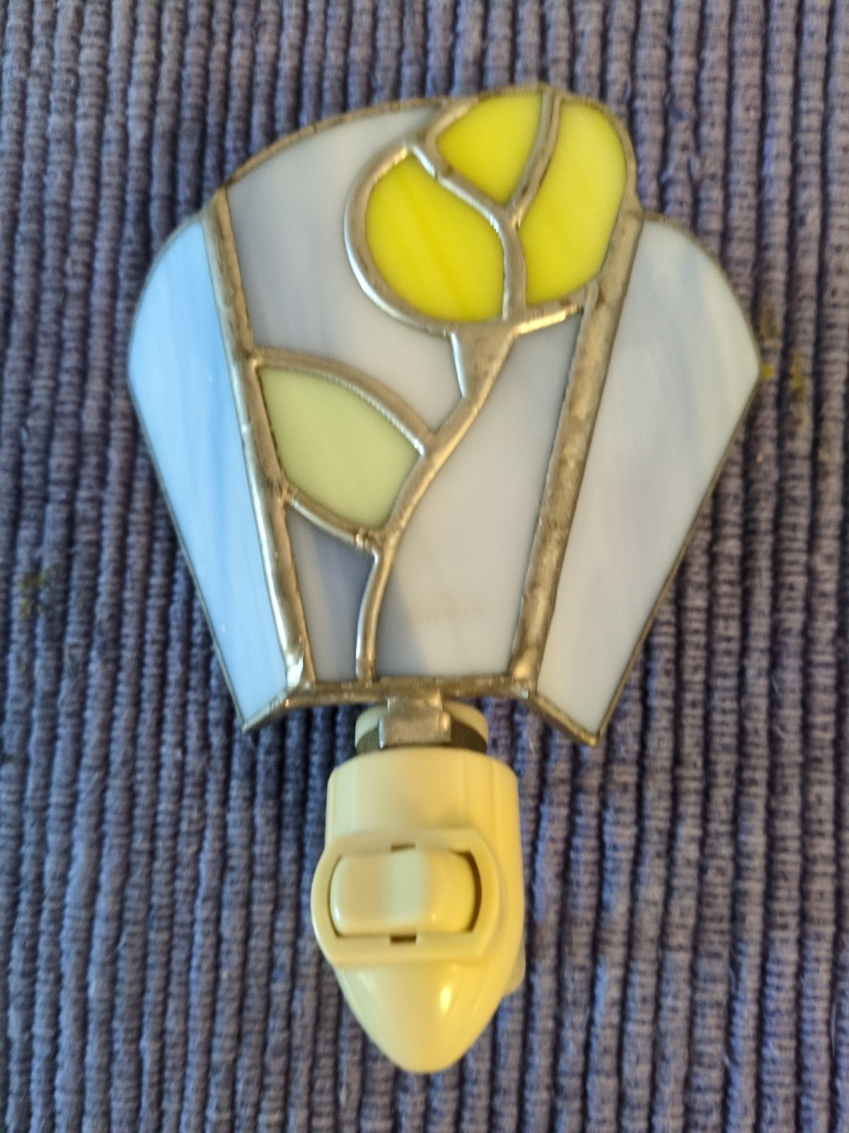 Vintage Stained Glass Blue, Yellow & Green Flower Night Light