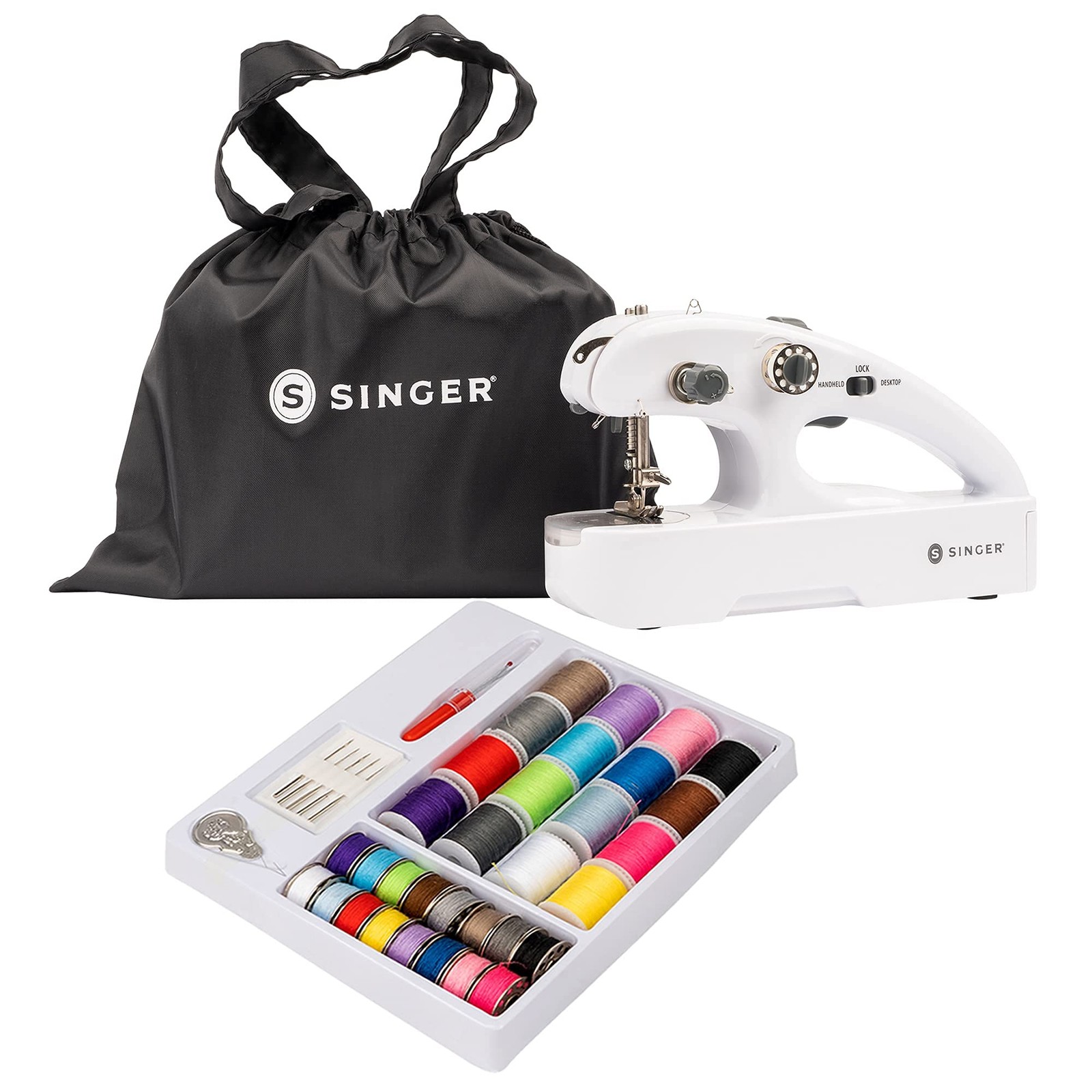 SINGER Stitch Quick + Portable Two Thread + & Bundle, white