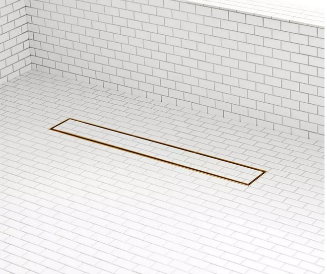 28" COHEN LINEAR TILE-IN SHOWER DRAIN -BRUSHED GOLD