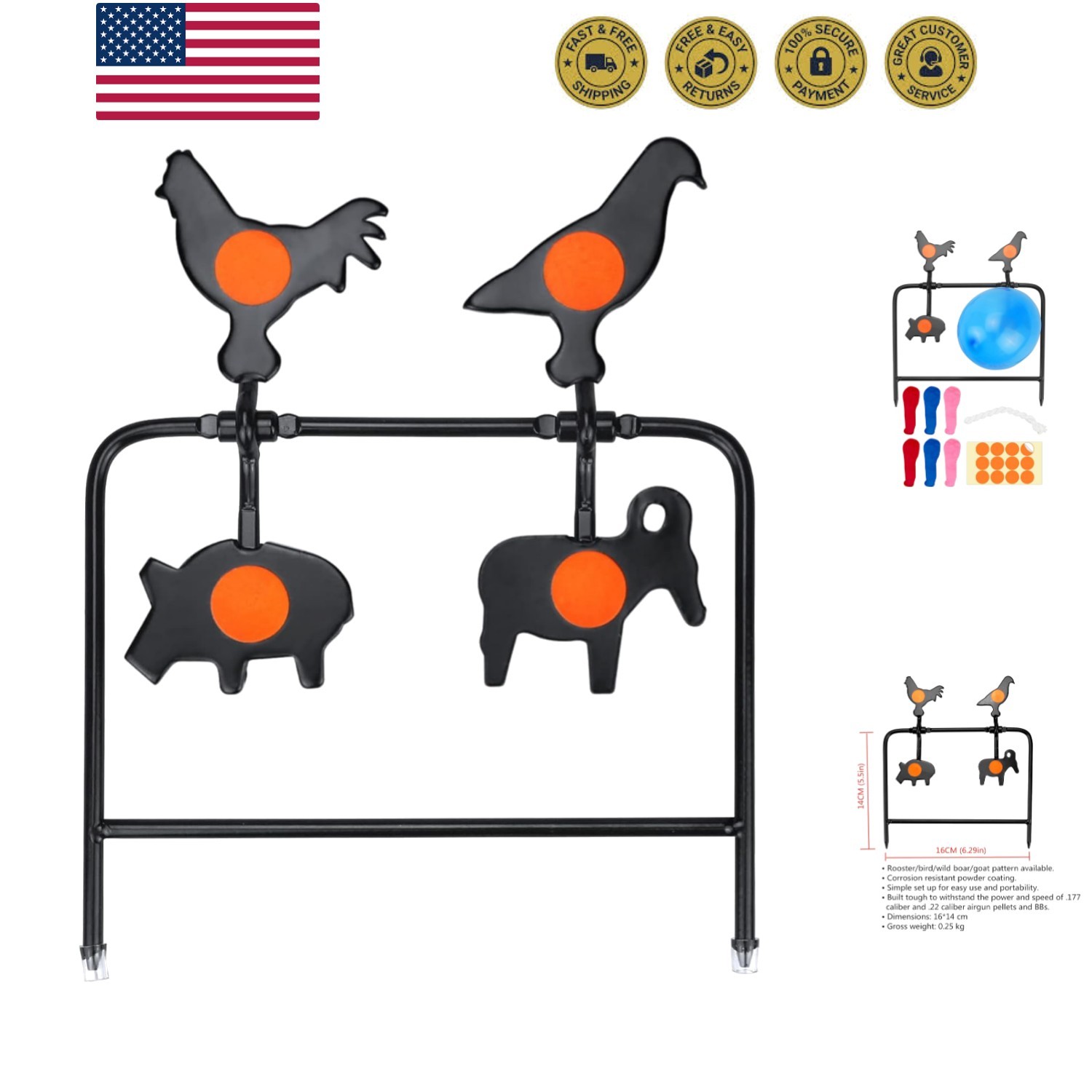 BB Gun Target Pellet Gun Targets Resetting Target Compact Package Metal Steel...