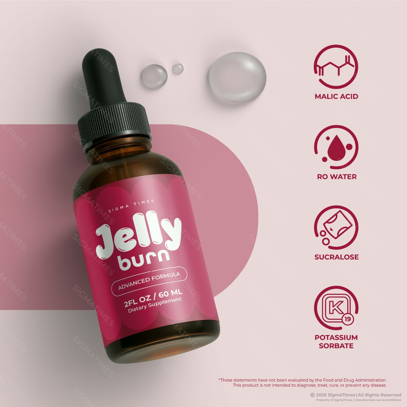 Jelly Burn Drops, Metabolism Support & Weight Loss Liquid Formula - 3 Pack